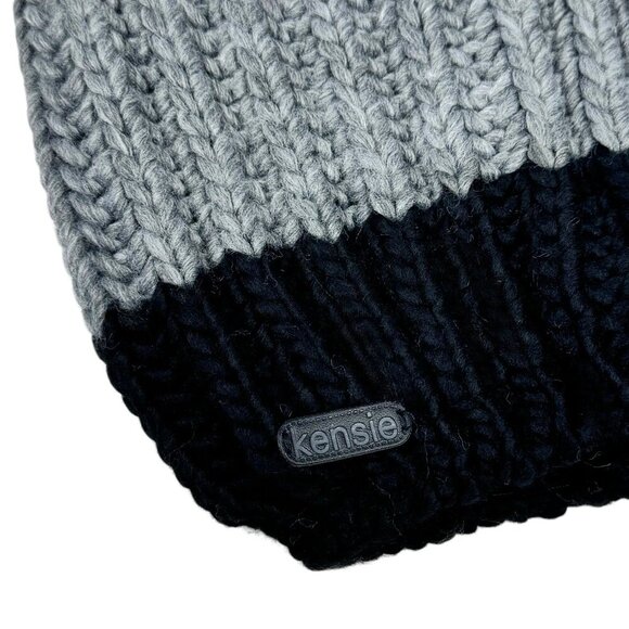 NWT Kensie Beanie Hat Chunky Knit Gray Ombré One Size Winter Unisex Cold Weather - Picture 6 of 7
